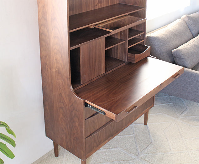 Barrister Desk with Hutch in American Walnut
