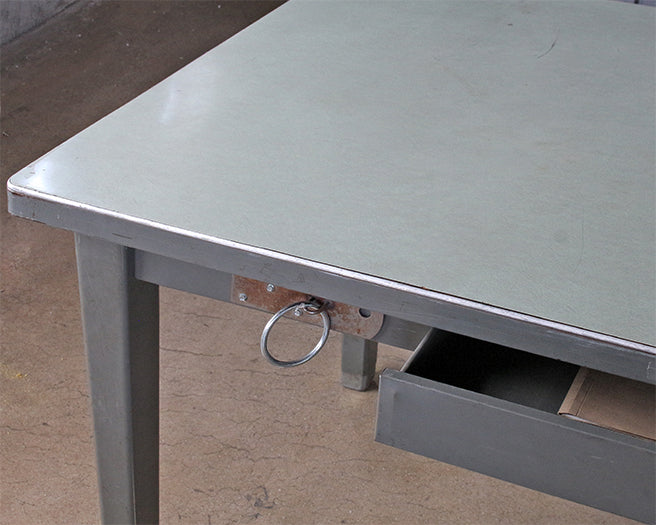 Gray Metal Interrogation Desk
