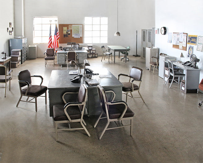 Gray Metal Interrogation Desk