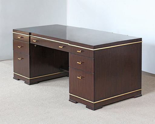 DK133 - Dark Wood Executive Desk with Gold Accent
