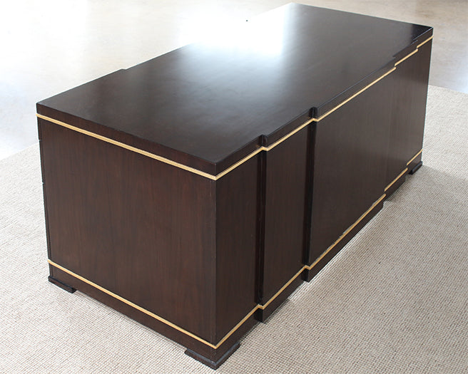 DK133 - Dark Wood Executive Desk with Gold Accent
