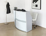 DK137 - Crescent Shaped White And Silver Reception Desk
