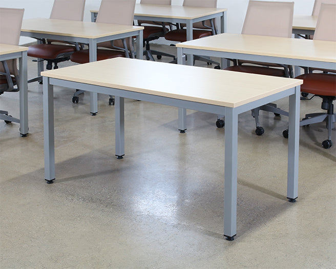 Multi Use Bridge Table Maple Top Multi Purpose Table W/Silver Post Legs — Bridge Furniture ...