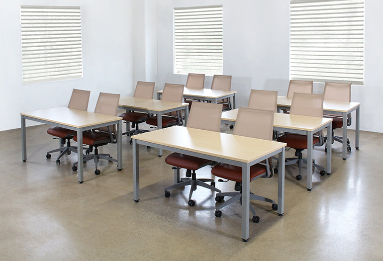 DK139 - Maple Top Multi Purpose Table WSilver Post Legs
