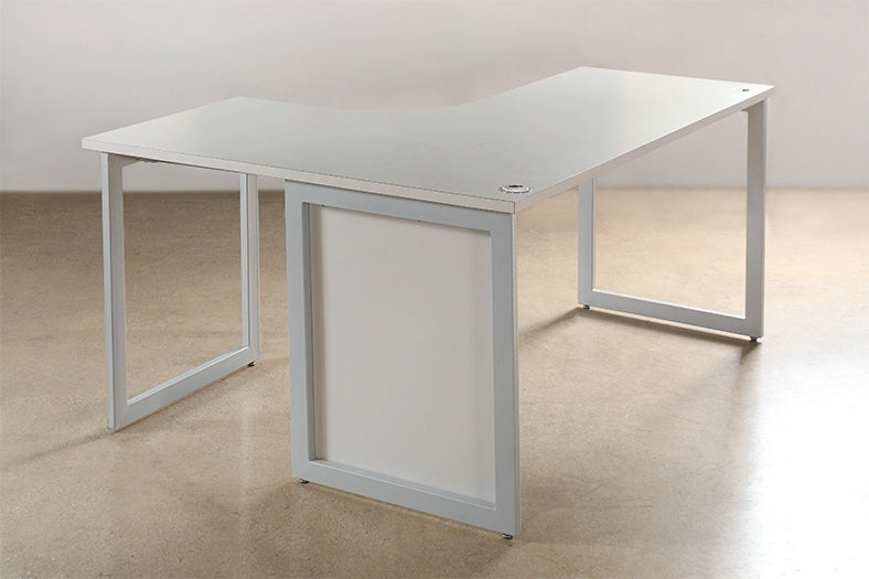 Grey Curved Office Desks Right Hand