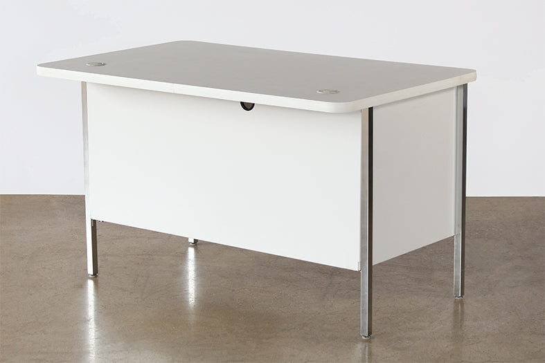 White metal Desk with File Cabinet