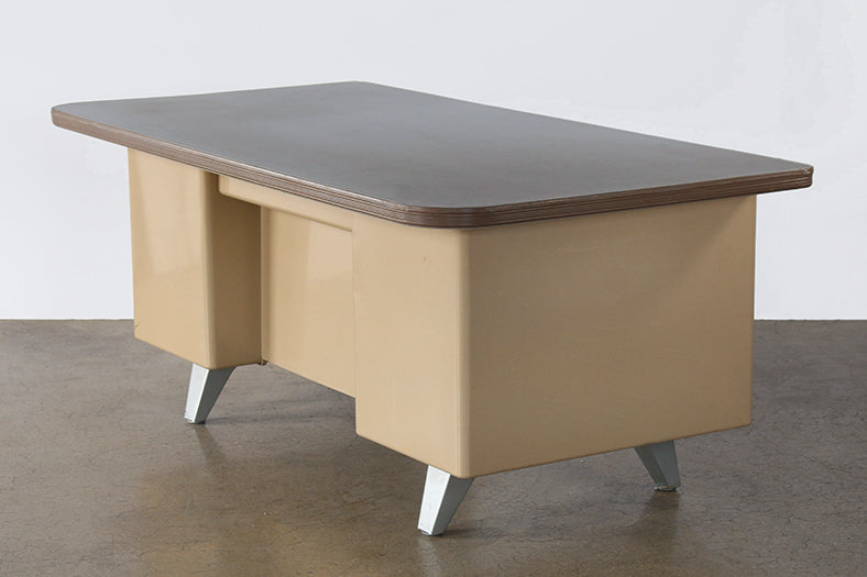 Putty Metal Desk - WIDE Top - Two File Cab