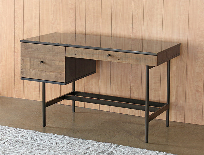 DK164 - Bronze Iron And Wood Modern Desk 