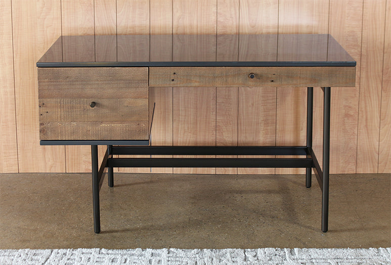 DK164 - Bronze Iron And Wood Modern Desk 