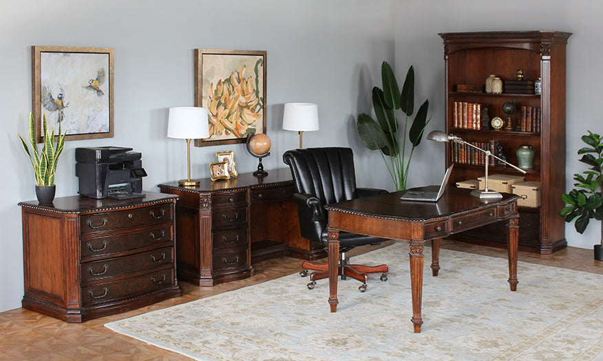 Burled Walnut Writing Desk With Walnut Inlay