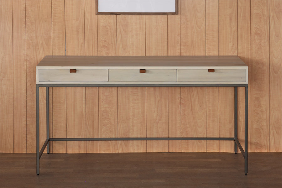 Light Poplar Writing Desk with Leather Pulls