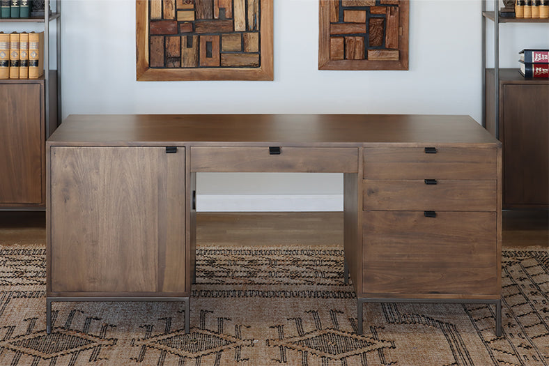Auburn Poplar Executive Desk with Leather Pulls