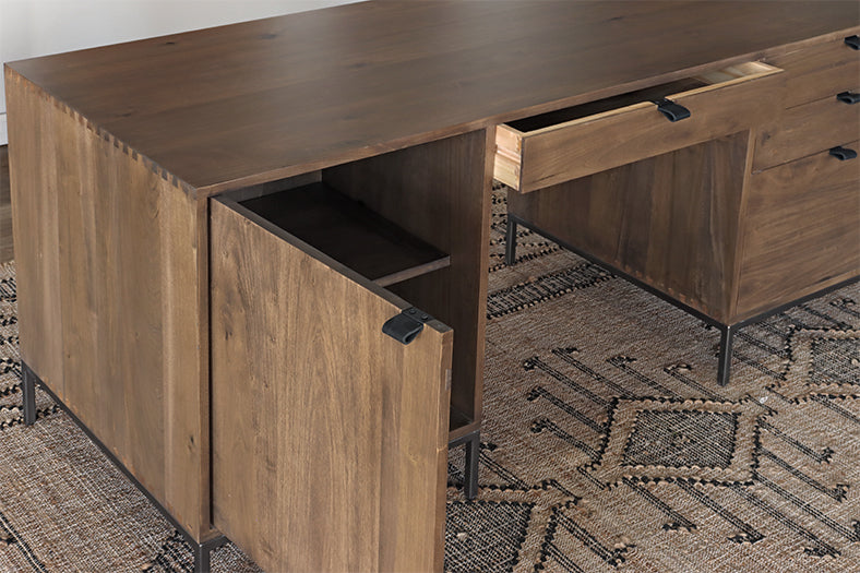 Auburn Poplar Executive Desk with Leather Pulls