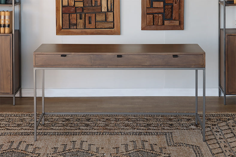 Auburn Poplar Writing Desk with Leather Pulls
