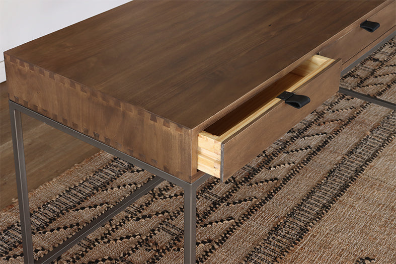 Auburn Poplar Writing Desk with Leather Pulls