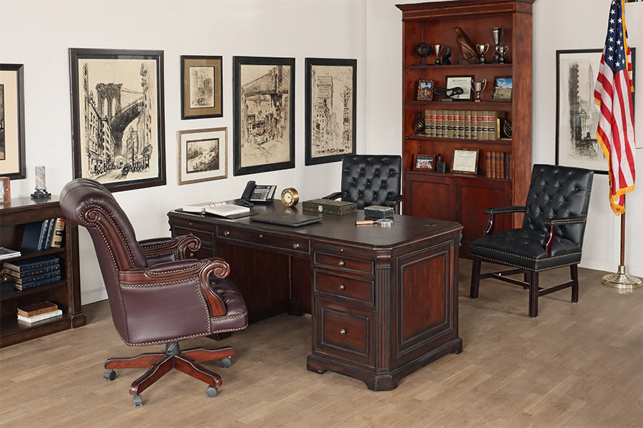 Double Pedestal Mahogany Executive Desk