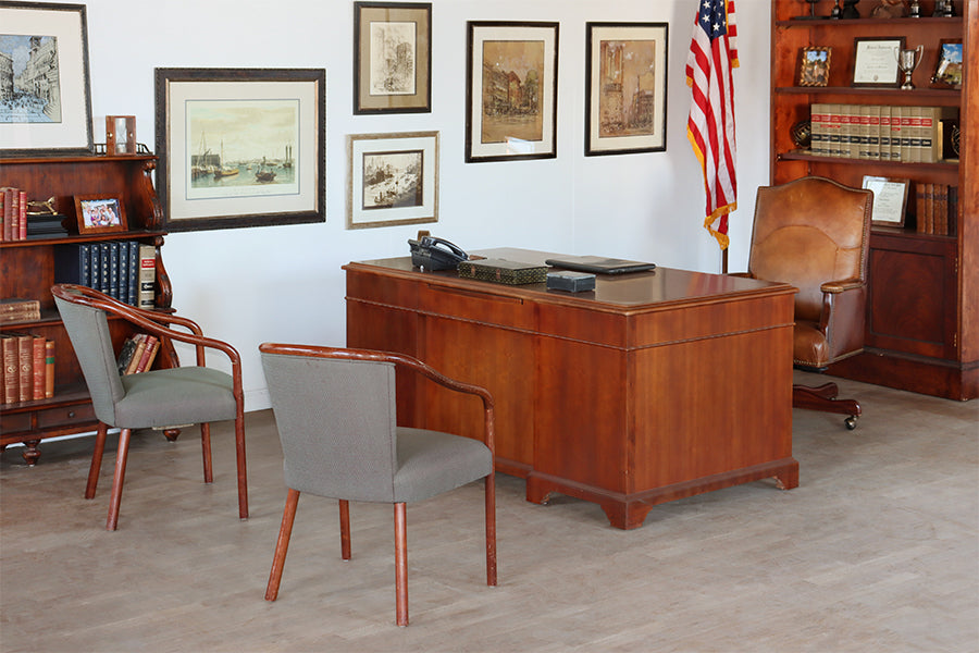 Double Pedestal Oak Executive Desk