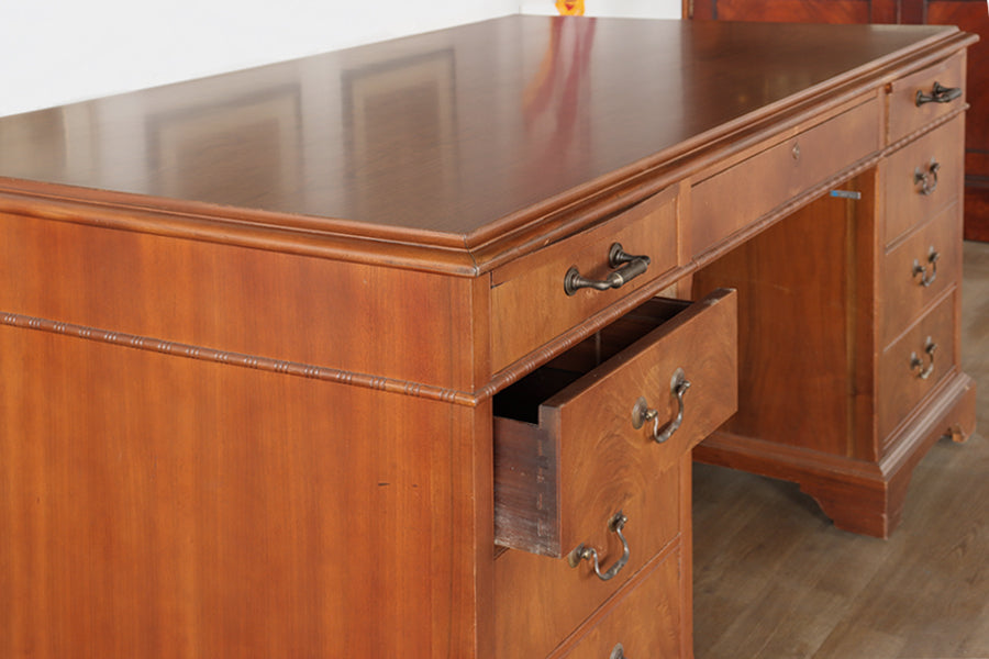 Double Pedestal Oak Executive Desk