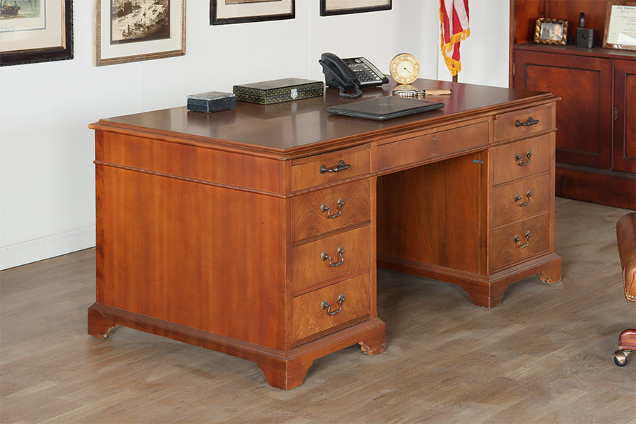 Double Pedestal Oak Executive Desk