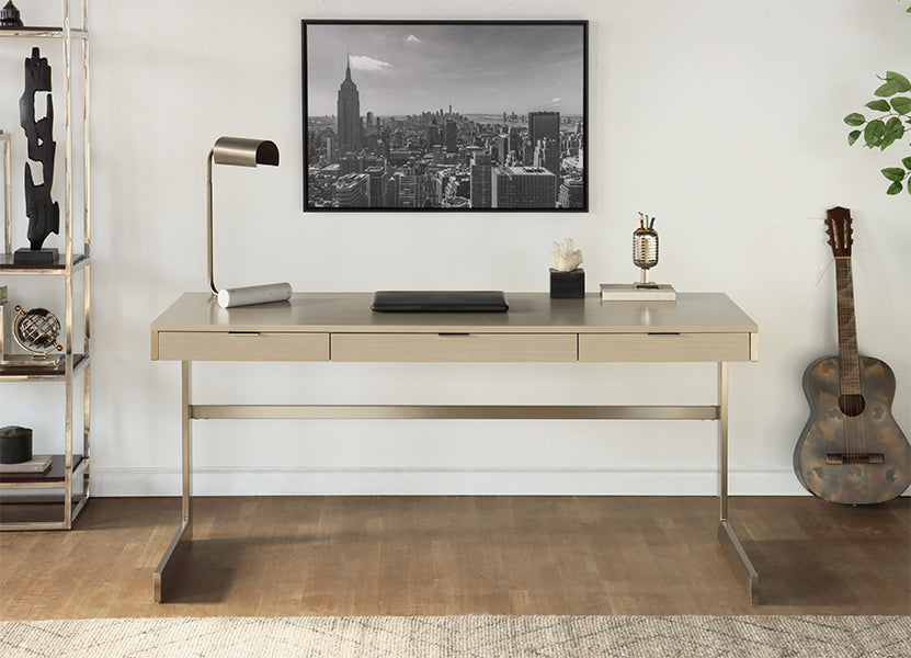 Minimalist Desk with Cantilevered Steel Base