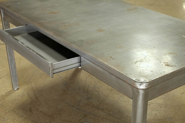 Gray 5' Metal Table With 1 Drawer