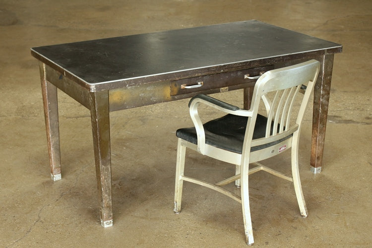 Black Metal Table With 1 Drawer