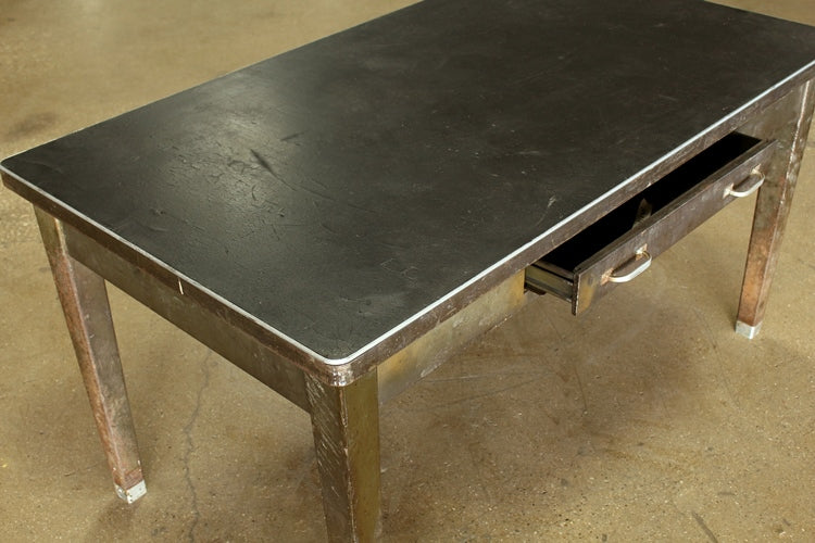 Black Metal Table With 1 Drawer