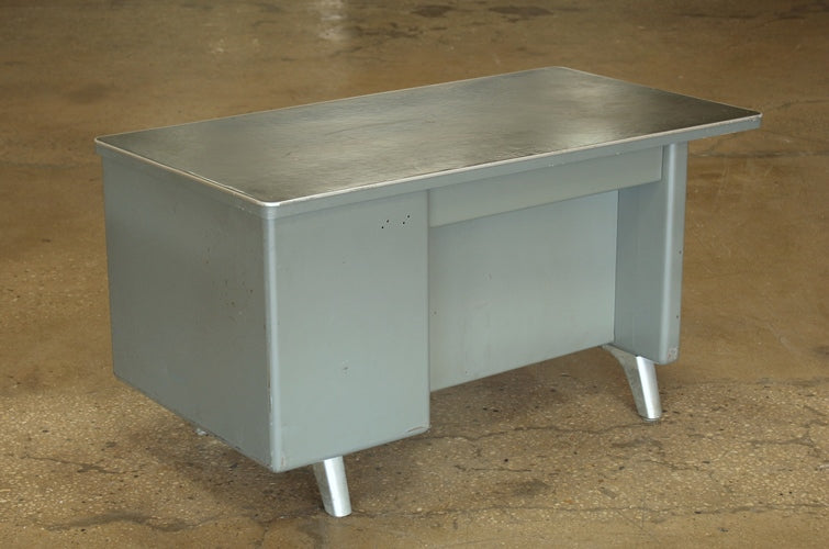 Gray Metal Desk With 3 Side Drawers