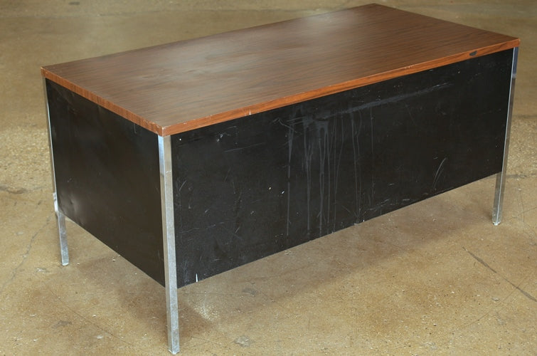 Black Metal Desk With Woodgrain Metal Top