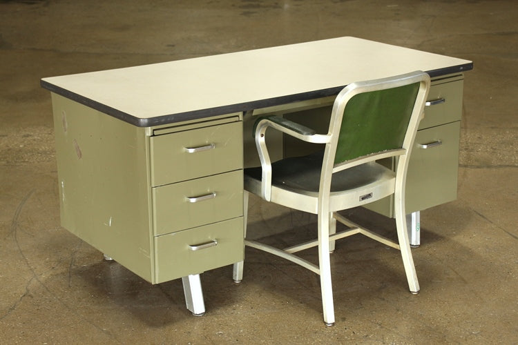 Olive Green Metal Desk With Beige Top