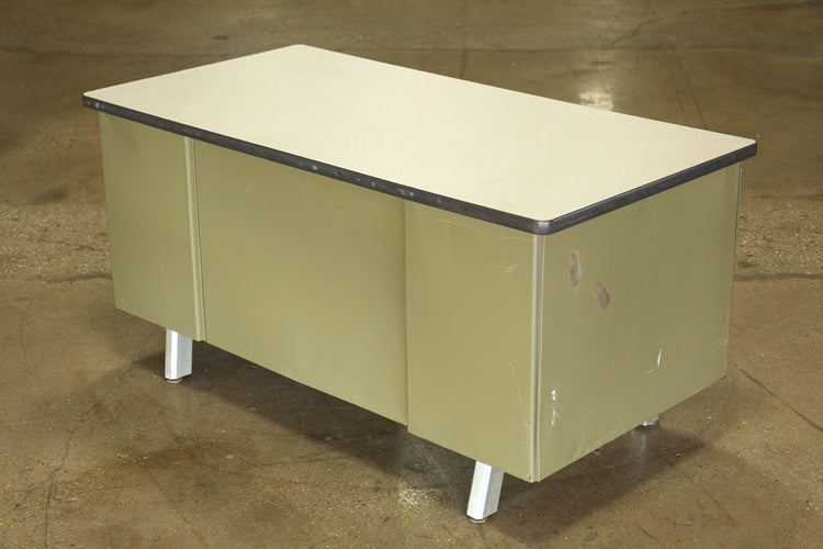 Olive Green Metal Desk With Beige Top
