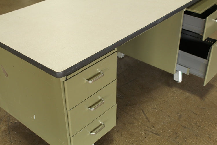 Olive Green Metal Desk With Beige Top
