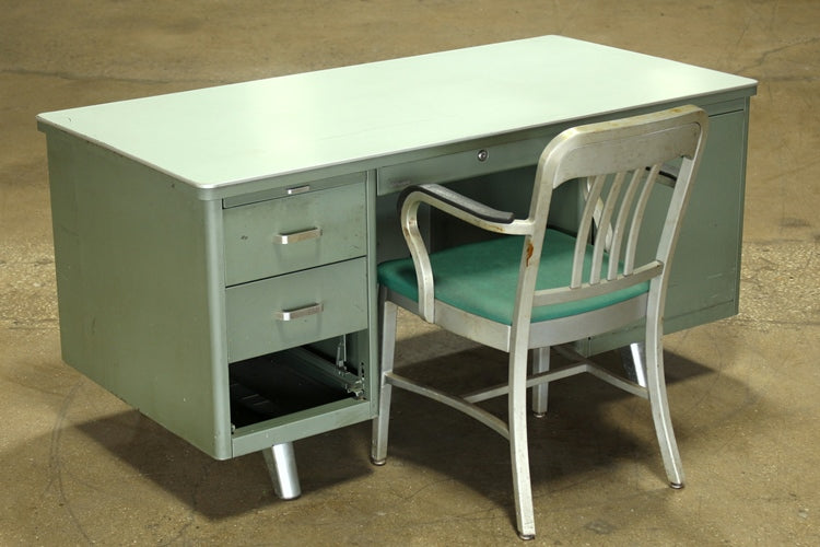 Green Metal Desk With Green Top