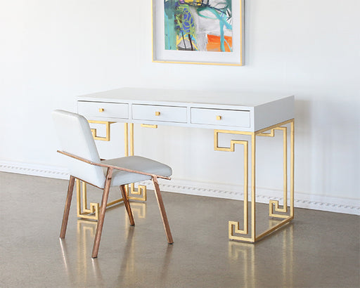 DK95 - White Lacquer Greek Key Desk