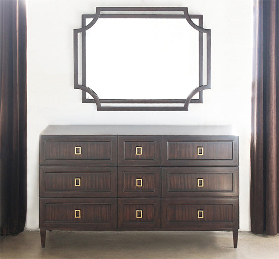 MIR88 Hollywood Regency Style Mirror in Caviar Finish 