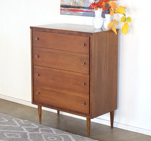 DR115 Midcentury 4 Drawer Chest of Drawers with Decorative Frame Detailing, Vintage 1960's 