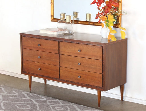 DR116 Mid-Century 6 Drawer Dresser with Decorative Frame Detailing, Vintage 1960's