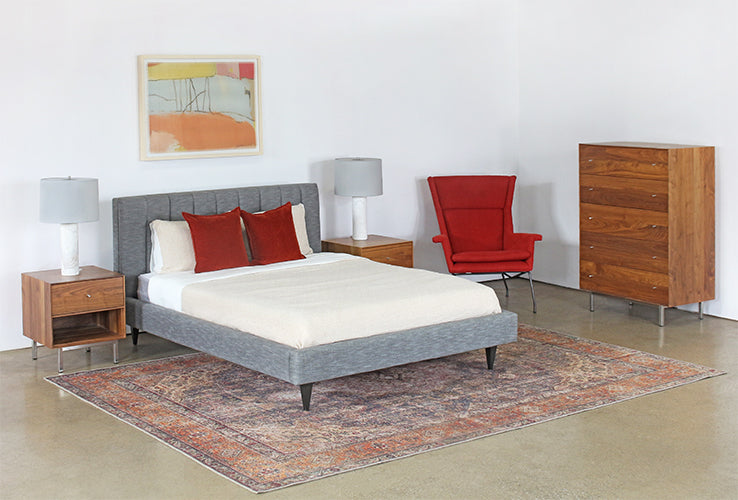 Walnut 5 Drawer Dresser With Stainless Base