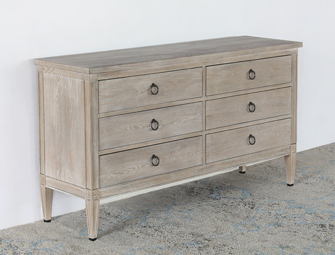 DR138 - Washed Elm Dresser With 6 Drawers 