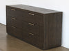 DR139 - Sable Brown Oak 6 Drawer Dresser With Brass Pulls
