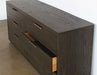 DR139 - Sable Brown Oak 6 Drawer Dresser With Brass Pulls