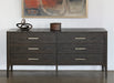 DR140 - Sable Brown 6 Drawer Dresser With Brass Pulls