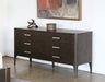 DR140 - Sable Brown 6 Drawer Dresser With Brass Pulls