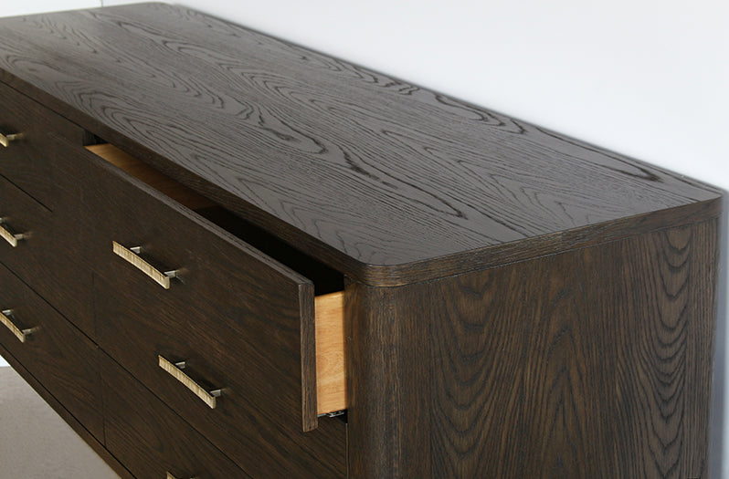 DR140 - Sable Brown 6 Drawer Dresser With Brass Pulls
