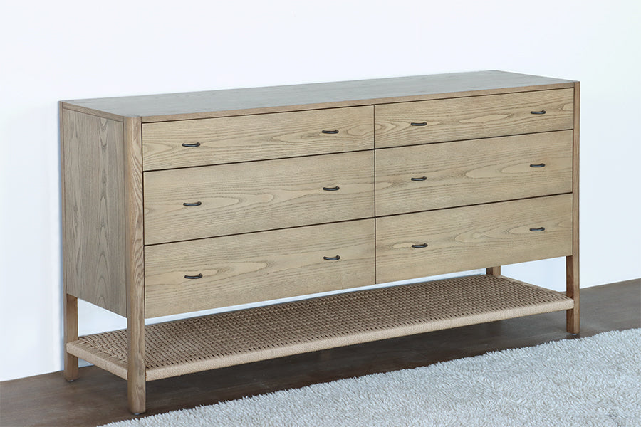 Danish Style Ash Dresser with Woven Shelf