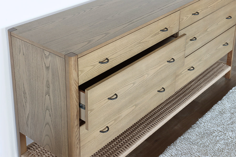Danish Style Ash Dresser with Woven Shelf