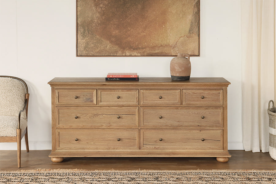 Oak Country Farmhouse Style Wide Dresser