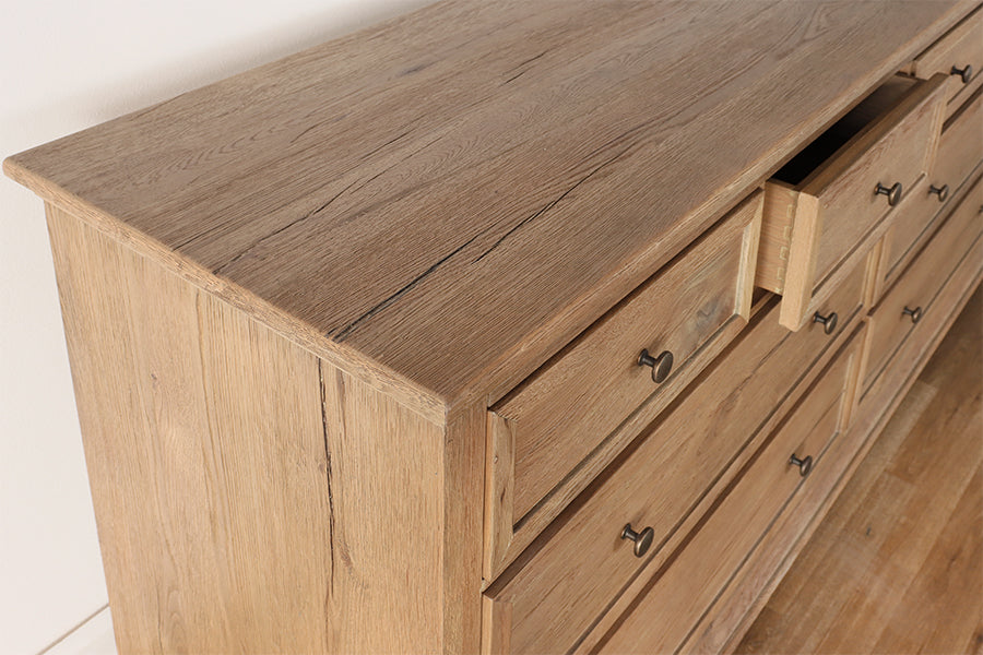 Oak Country Farmhouse Style Wide Dresser