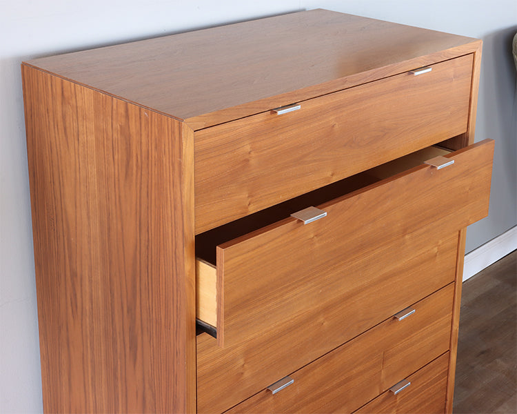 Wood & Stainless Steel 5 Drawer Dresser