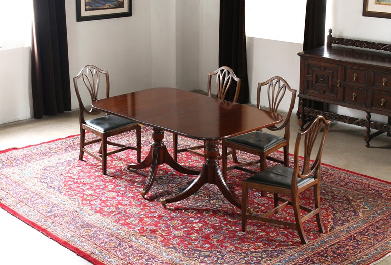 DT116 Rectangular Mahogany Double Pedestal Dining Table, Circa 1960